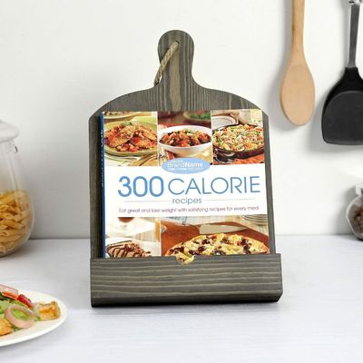 Porta libros de recetas de madera rústica ajustable y plegable para el almacenamiento de la cocina