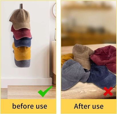 Organizador de sombreros de madera montado en la pared para gorras