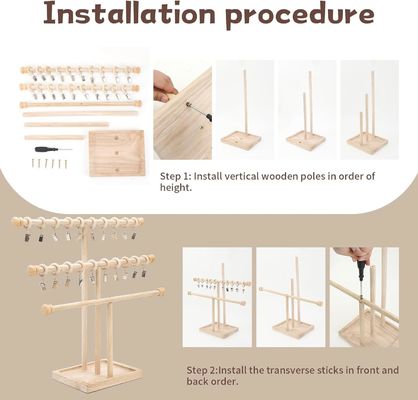 Decoración de estantería de pared de madera 3 capas de cabeza para bebés