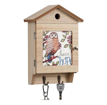 8 ganchos Portador de llaves de madera para montaje de pared Organizador de llavero para el hogar y ahorro de espacio