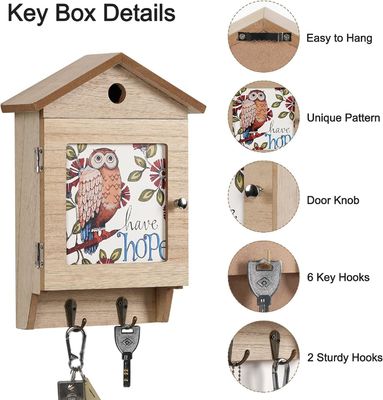 8 ganchos Portador de llaves de madera para montaje de pared Organizador de llavero para el hogar y ahorro de espacio