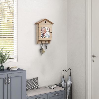 8 ganchos Portador de llaves de madera para montaje de pared Organizador de llavero para el hogar y ahorro de espacio