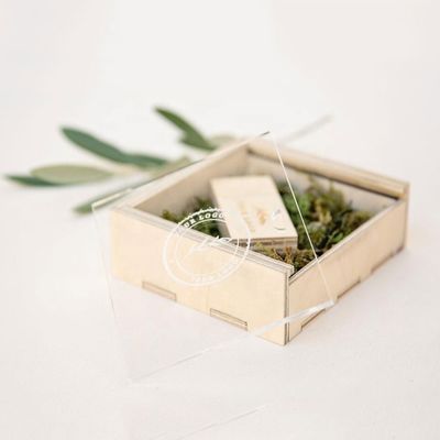 Cajas de regalo de caja de madera personalizadas con tapa corredera y manejo de impresión de estampado