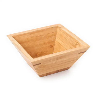 Set de cuencos de ensalada de madera con cuencos cuadrados de bambú natural y organizador de frutas secas