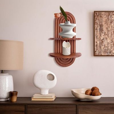 Estante de arco de arco iris para almacenamiento en la pared y estanterías flotantes en estantería de pared de madera