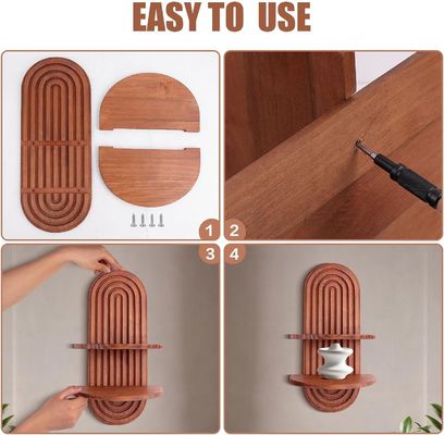 Estante de arco de arco iris para almacenamiento en la pared y estanterías flotantes en estantería de pared de madera