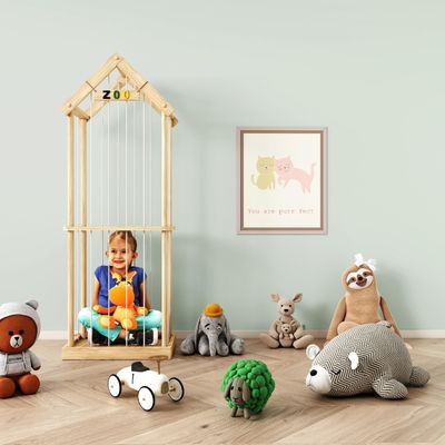 Muestra gratuita o será devuelta Animal relleno zoológico De madera Almacenamiento de juguetes blandos