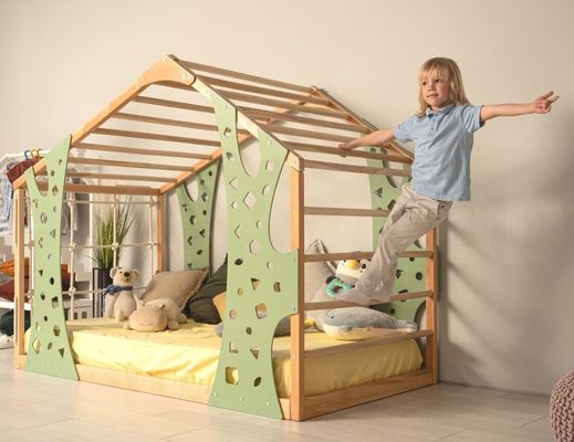 Montessori Gimnasio Cama Jungla Gimnasio Cama de niño Cama de interior Playhouse Plataforma Cama A su pedido Envasado de correo Y
