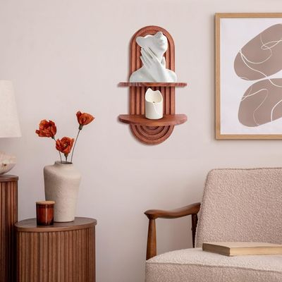 Estante de arco de arco iris para almacenamiento en la pared y estanterías flotantes en estantería de pared de madera