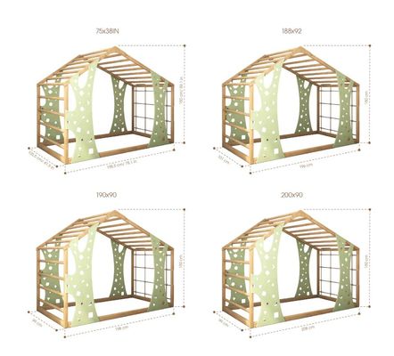 Montessori Gimnasio Cama Jungla Gimnasio Cama de niño Cama de interior Playhouse Plataforma Cama A su pedido Envasado de correo Y