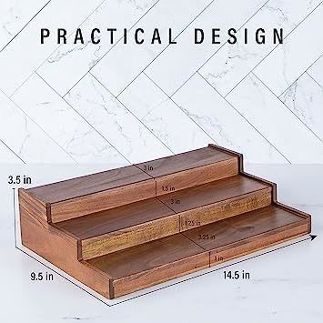 BAMBOO 3-Tier estantería resistente al agua sin resbalones organizador de rack de especias de madera para diseño de cocina