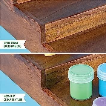 BAMBOO 3-Tier estantería resistente al agua sin resbalones organizador de rack de especias de madera para diseño de cocina