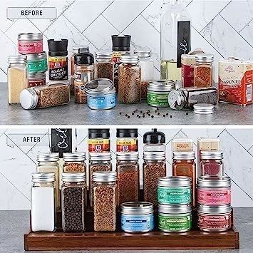 BAMBOO 3-Tier estantería resistente al agua sin resbalones organizador de rack de especias de madera para diseño de cocina