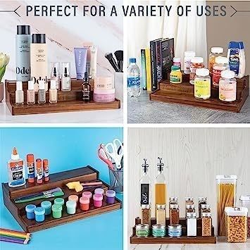 BAMBOO 3-Tier estantería resistente al agua sin resbalones organizador de rack de especias de madera para diseño de cocina