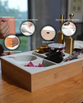 Sofá de madera de bambú resistente al agua Organizador de bocadillos para impresión Impresión de serigrafía / quemado