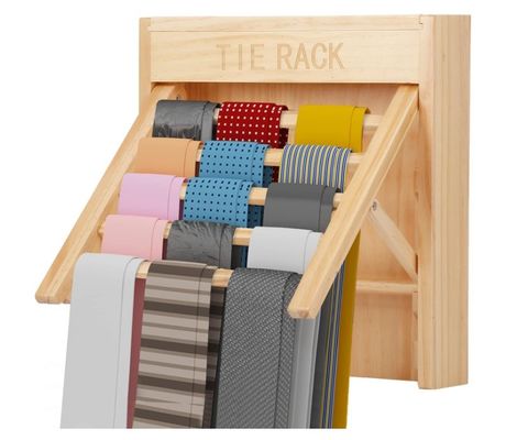 Estilo de aspecto de la pared montado en madera organizador de corbata cinturón colgador sujetador de corbata para ahorrar espacio