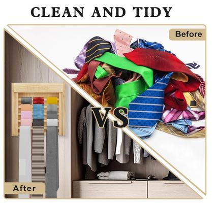 Estilo de aspecto de la pared montado en madera organizador de corbata cinturón colgador sujetador de corbata para ahorrar espacio