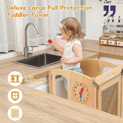 2 pasos taburete plegable ayudante de cocina para niños pequeños color de bambú natural taburete torre para niños