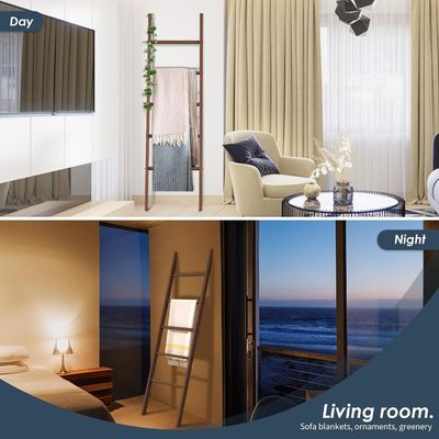 Escalera de madera para el hogar Escalera de mantas decorativas para el almacenamiento del baño