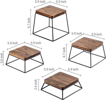 Gran cantidad de madera quemada de metal negro alambre cuadrado de exhibición de alimentos pizzerías de madera