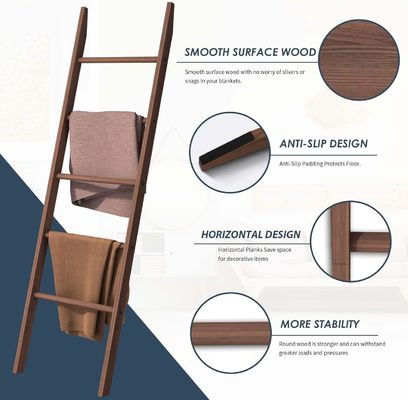 Escalera de madera para el hogar Escalera de mantas decorativas para el almacenamiento del baño