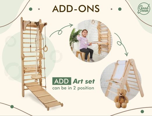 202405 Escalera sueca 4 en 1 Gimnasio de escalada para niños pequeños con triángulo de escalada y mesa para niños