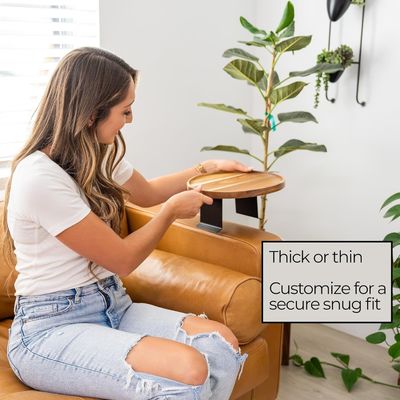 Logotipo personalizado Tray de sofá de acacia para ecológico Sofá de madera ajustable Arm Table