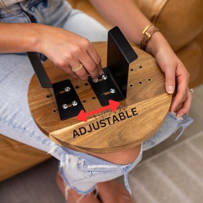 Logotipo personalizado Tray de sofá de acacia para ecológico Sofá de madera ajustable Arm Table