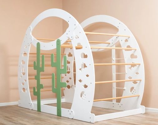 Montessori cama de escalada con pared de escalada diseño moderno niños juegan marco de cama por OEM