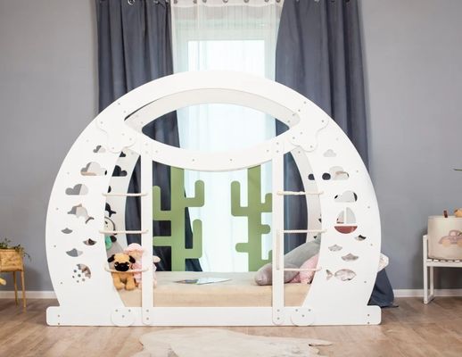 Montessori cama de escalada con pared de escalada diseño moderno niños juegan marco de cama por OEM