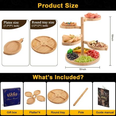 Partida de exhibición de pieza de torta de madera con logotipo personalizado y pieza plegable