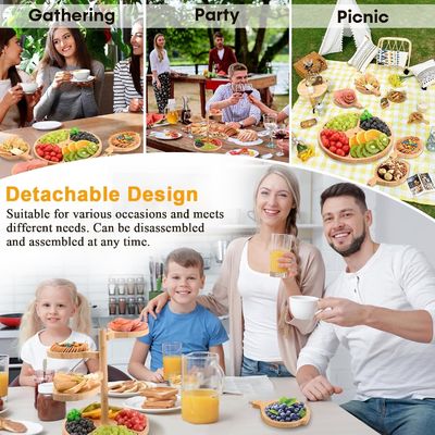 Partida de exhibición de pieza de torta de madera con logotipo personalizado y pieza plegable