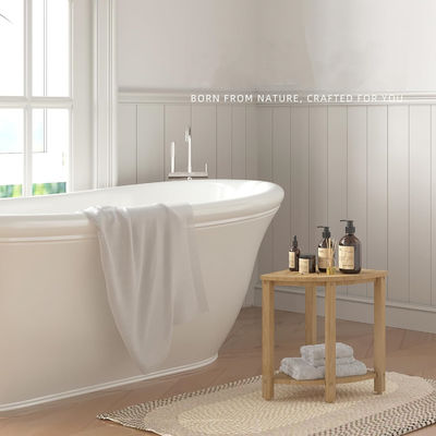 Muebles de sala de estar personalizados fácil de montar Baño de bambú taburete de ducha con estante
