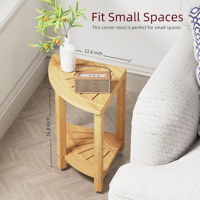 Muebles de sala de estar personalizados fácil de montar Baño de bambú taburete de ducha con estante