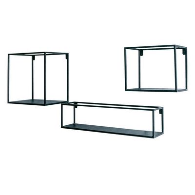 NO Estante de almacenamiento de pared de madera inflable con estantes de metal y madera sólida de diseño moderno