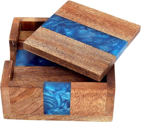 Moderno Océano Azul Epoxi madera de resina de montaña con soporte La elección perfecta para cualquier hogar