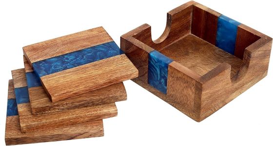 Moderno Océano Azul Epoxi madera de resina de montaña con soporte La elección perfecta para cualquier hogar