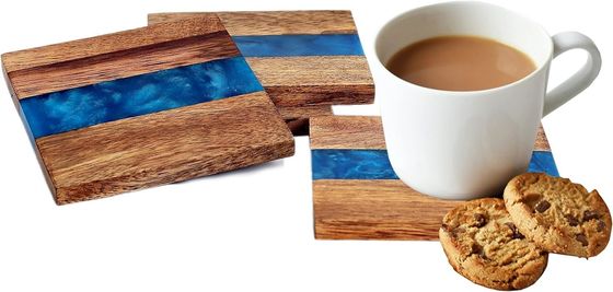 Moderno Océano Azul Epoxi madera de resina de montaña con soporte La elección perfecta para cualquier hogar
