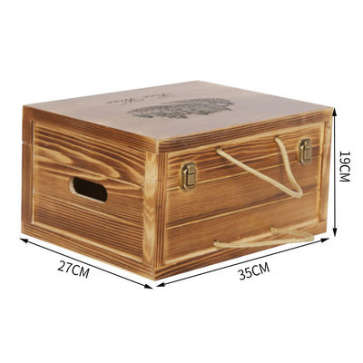 Logotipo personalizado aceptable personalizado hecha a mano 6 botellas Cajas de regalo de vino de madera Caja de bisagras