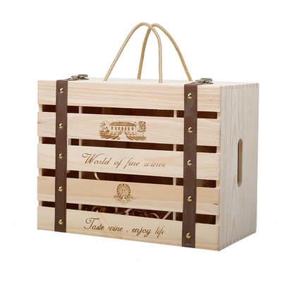 2-6 botellas Caja de vino de madera sólida para regalo Pedido personalizado Aceptado inmediatamente