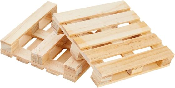 Madera color plano 3.9 X 3.9 En tamaño de logotipo personalizado Cuadrado Mini Pallet Natural Cup Mat