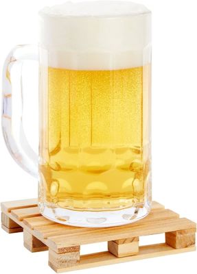 Madera color plano 3.9 X 3.9 En tamaño de logotipo personalizado Cuadrado Mini Pallet Natural Cup Mat