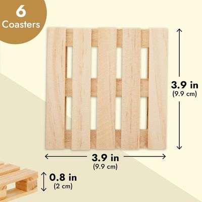 Madera color plano 3.9 X 3.9 En tamaño de logotipo personalizado Cuadrado Mini Pallet Natural Cup Mat