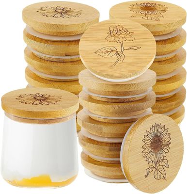 Capa de frasco de bambú de color sencillo de madera con anillos de sellado de silicona diseño de extremo abierto fácil