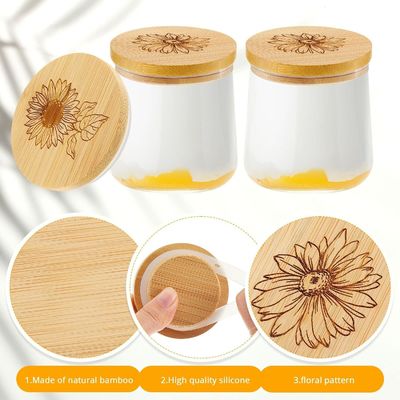 Capa de frasco de bambú de color sencillo de madera con anillos de sellado de silicona diseño de extremo abierto fácil