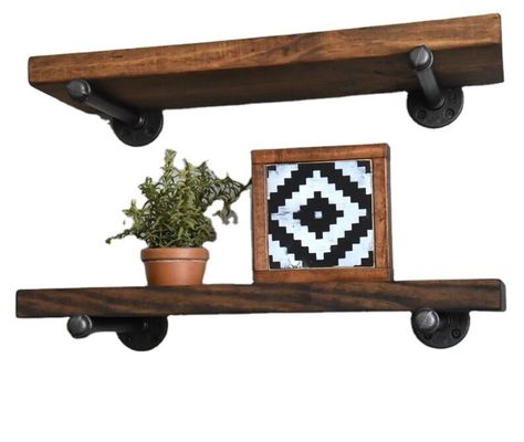 Estante flotante de hangar interior Estante de pared de madera para horno de microondas Estante de exhibición rústica