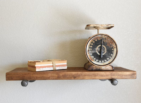 Estante flotante de hangar interior Estante de pared de madera para horno de microondas Estante de exhibición rústica