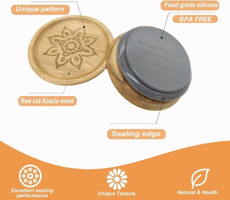 Contenedores de frascos de vidrio de alto borosilicato de 6pcs con tapa de madera de color plano y tapa de bambú