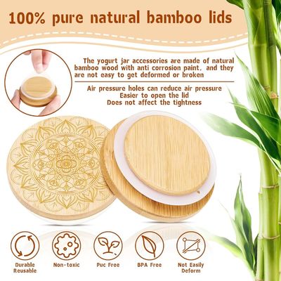 Estilo fresco 12 Pcs Jar de madera de color claro para velas Jarrón de yogur de vidrio tapa tapa de madera