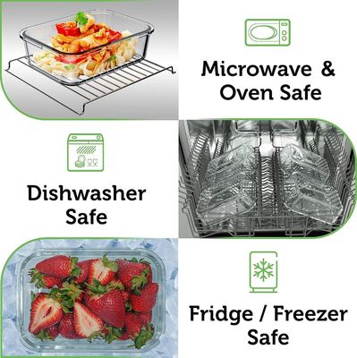 Contenedores de almacenamiento de alimentos de vidrio de 4 paquetes con tapas de bambú